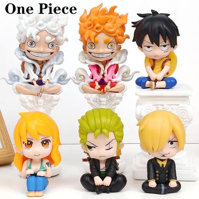 В наличии One Piece Ника Луффи Ророноа Зоро Нами Санджи Мини-фигурка Аниме Каваи Сидячие Игрушки Настольные Автомобильные Украшения Модель Подарки