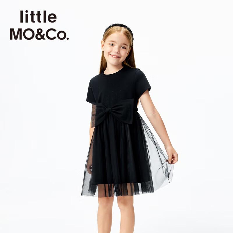 little MO&Co. Girls' Bowknot Mesh Short Sleeve Dress