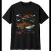 Detailed Tiger Shark Torn Sea Ocean Mens T-Shirt Black 100% Cotton Printed