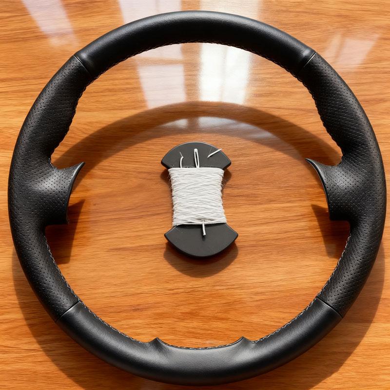 Faux Leather Car Steering Wheel Cover For Toyota Fortuner Hilux 2016 2017- Breathable Hand Sewing Car Accessories