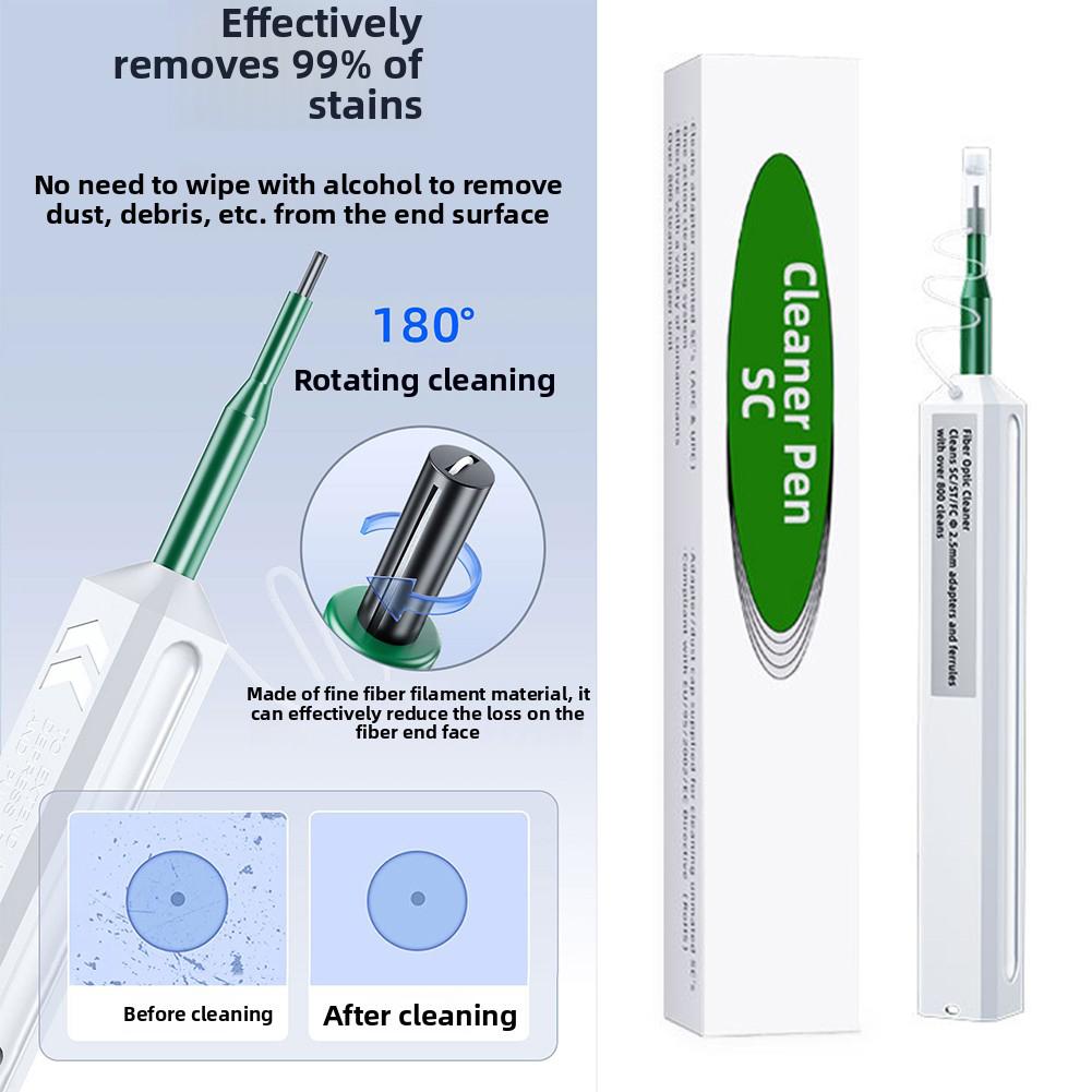 SC/FC/ST 2.5mm Fiber Optic Cleaning Pen LC/MU 1.25mm One-Click Fiber Optic Cleaner Optical Fiber Connector Cleaner