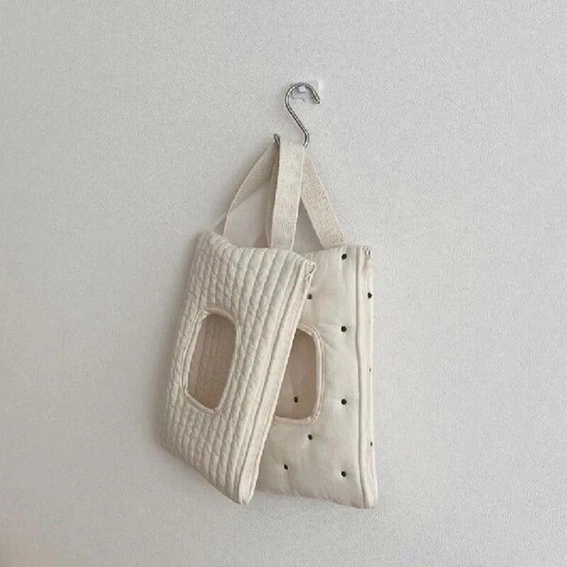 Подвесная сумка для детской тележки, детская мультяшная сумка, дорожная переносная сумка для хранения влажных бумажных полотенец, симпатичная полосатая простая сумка на молнии