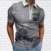 Мужская рубашка поло повседневная на молнии с коротким рукавом модная повседневная на молнии лето весна обычный крой 3D серая теневая рубашка с принтом