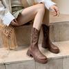 Американские ботинки женские летние ретро ботинки Мартин коричневые высокие ботинки длинные ботинки ковбойские ботинки в западном стиле увеличивают рост и стройнят