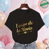 Spanish Team Bride Tribe T-Shirt Tribu & Chicas De La Novia Gold Foil Tops O Neck Tees for Bachelorette Party Wedding Squad Gift