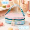 Cute Cartoon Large Capacity Contrast Color Plaid Pencil Case Dopamine Student Stationery Bag