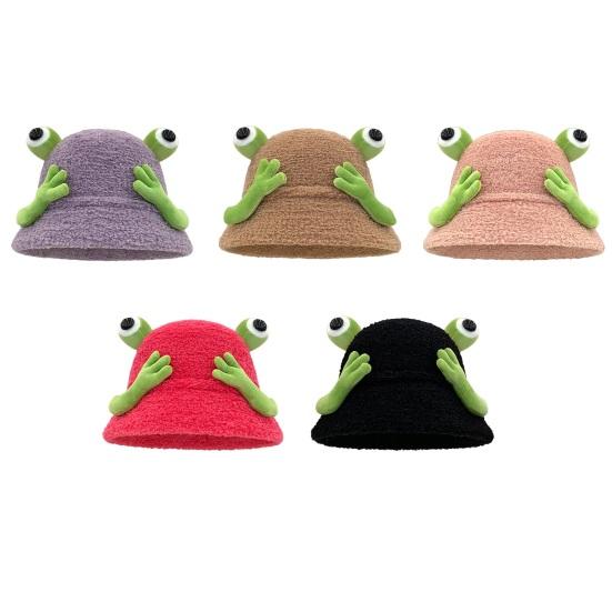 Зимняя панама мультяшного дизайна с 3D лягушкой, утолщенная плюшевая шляпа рыбака, женский аксессуар для активного отдыха