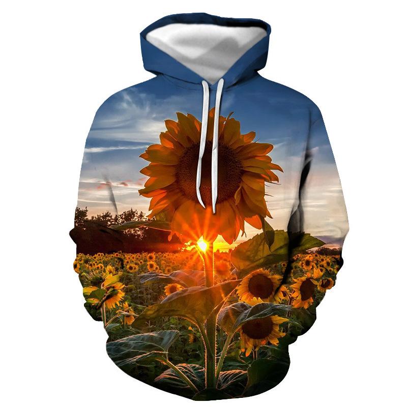 Модные толстовки с капюшоном с изображением подсолнуха, 3D-принт, женская уличная одежда, свободные свитера с капюшоном, толстовки с капюшоном для женщин