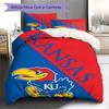 Kansas Jayhawks Pattern Bedding Set Quilt Cover Pillowcase Home Decor Gift (1 * duvet cover + 2 * pillowcase, without core)
