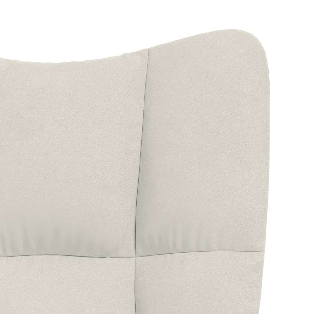 Relaxation Armchair with Footstool Cream White Velvet