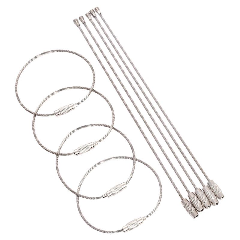 Stainless Steel Wire Rope Key Rings with Lock