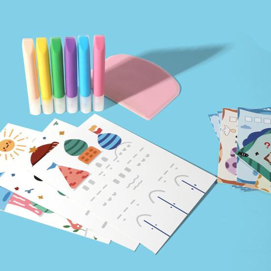 1 набор DIY Rainbow Scratch Painting Kit с красками, ручками, наклейкой-скребком