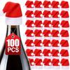 50/1Pcs Mini Santa Hats Wine Bottles Cover Non-Woven Fabric Lollipops Caps Fork Knife Cutlery Bag Xmas Table Dinner Decoration