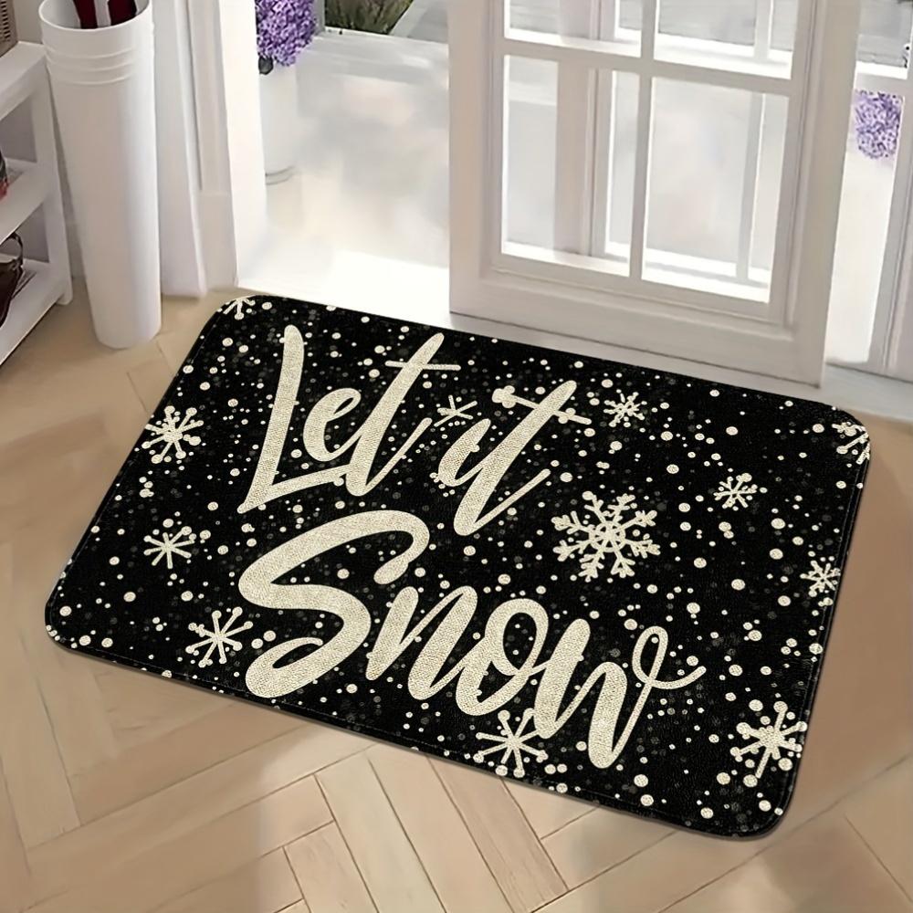 Merry Christmas Snowflake Non-Slip Rug, Machine Washable Floor Mat for Bedroom Living Room Kitchen Entryway Home Decor
