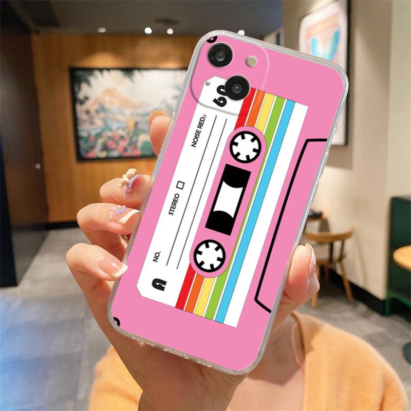 Прозрачный чехол для телефона с кассетной лентой для iPhone 15 14 13 12 Mini 11 Pro Max XS X XR 7 8 Plus, прозрачный противоударный силиконовый чехол