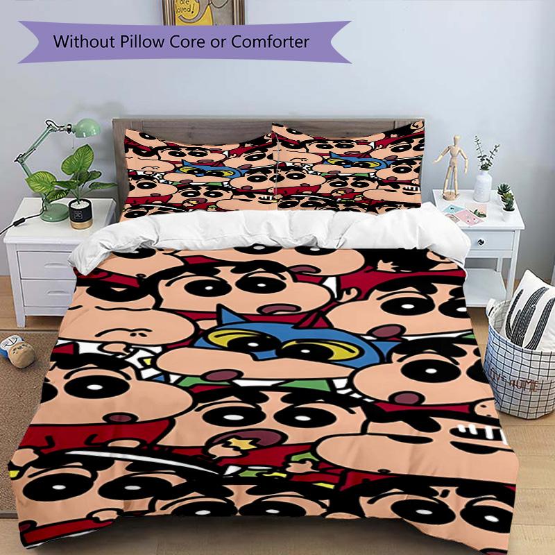 3pcs Duvet Cover Set (1*Duvet Cover + 2*Pillowcase, Without Core), Cartoon comics Print Bedding Set, Bedroom Decor, All‑Season, Birthday Gift
