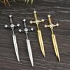 Novel Punk Multicolor Crystal Dagger- Earrings Metal Sword- Handle Studs Earrings for Women Girls Halloween Jewelry Gift
