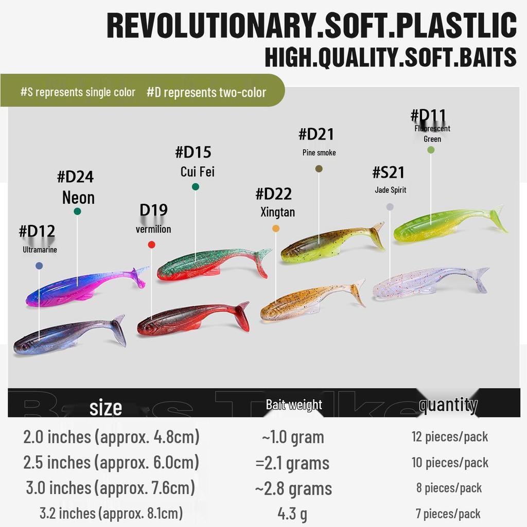 Плавающая мягкая приманка с Т-образным хвостом и крючком свинцовой головкой для оснастки на окуня и мандаринку
