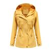Women Autumn Hooded Solid Color Long Sleeve High Waist Drawstring Windbreaker S-3XL