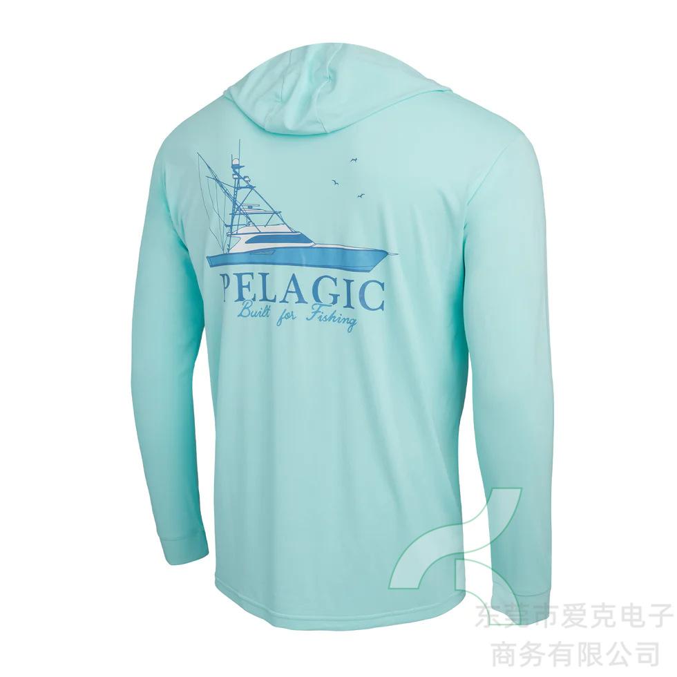 Pelagic Hooded Fishing Suit Men's Summer Sunscreen Quick-Drying Fishing Shirt Outdoor Sportswear Breathable Top