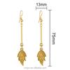 Cross-Border Hot Style Gold-Plated Brass 18K Korean Version Long Tassel Big Leaf Earrings  Jewelry