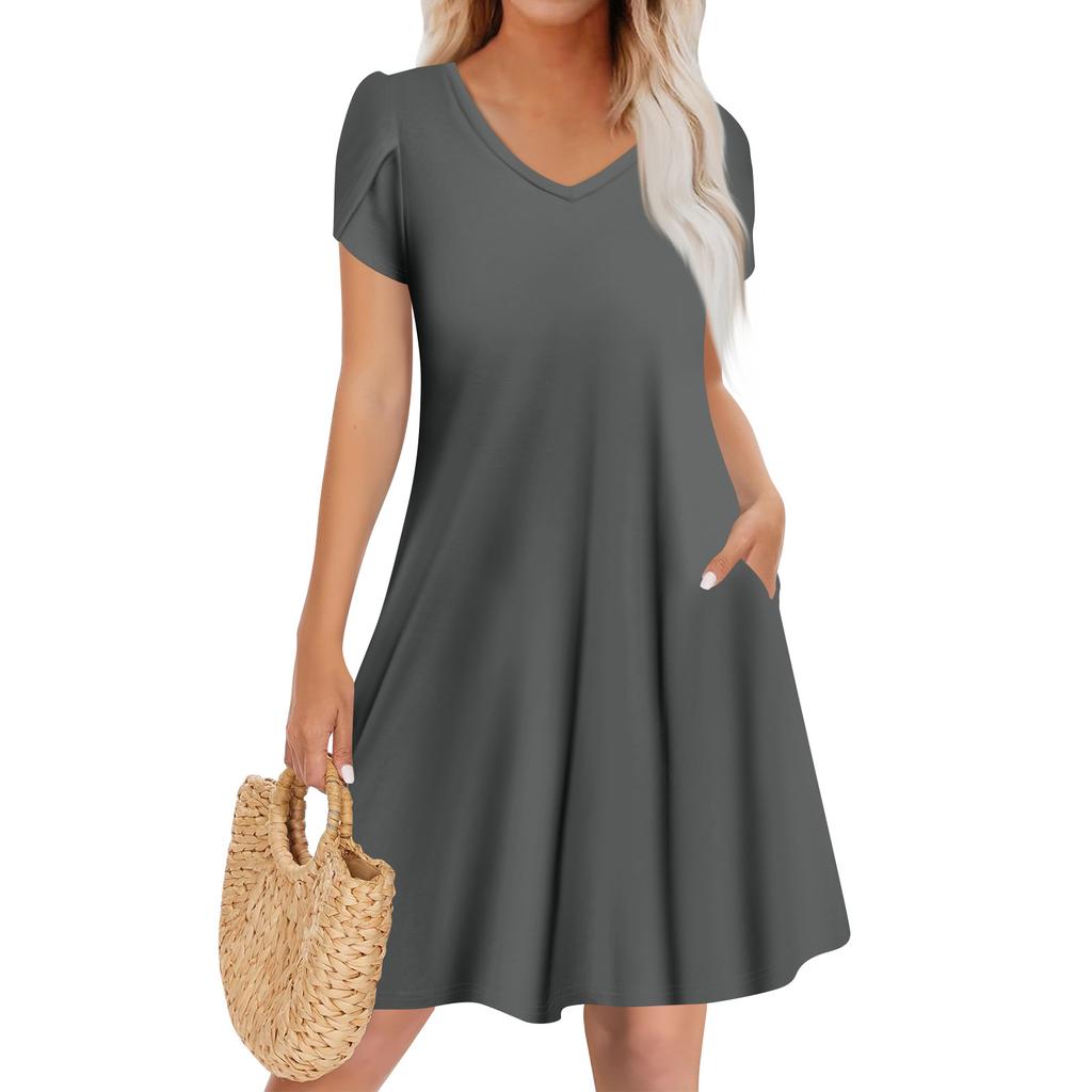 Женское повседневное модное платье с V-образным вырезом и коротким рукавом, стильное свадебное платье для гостей