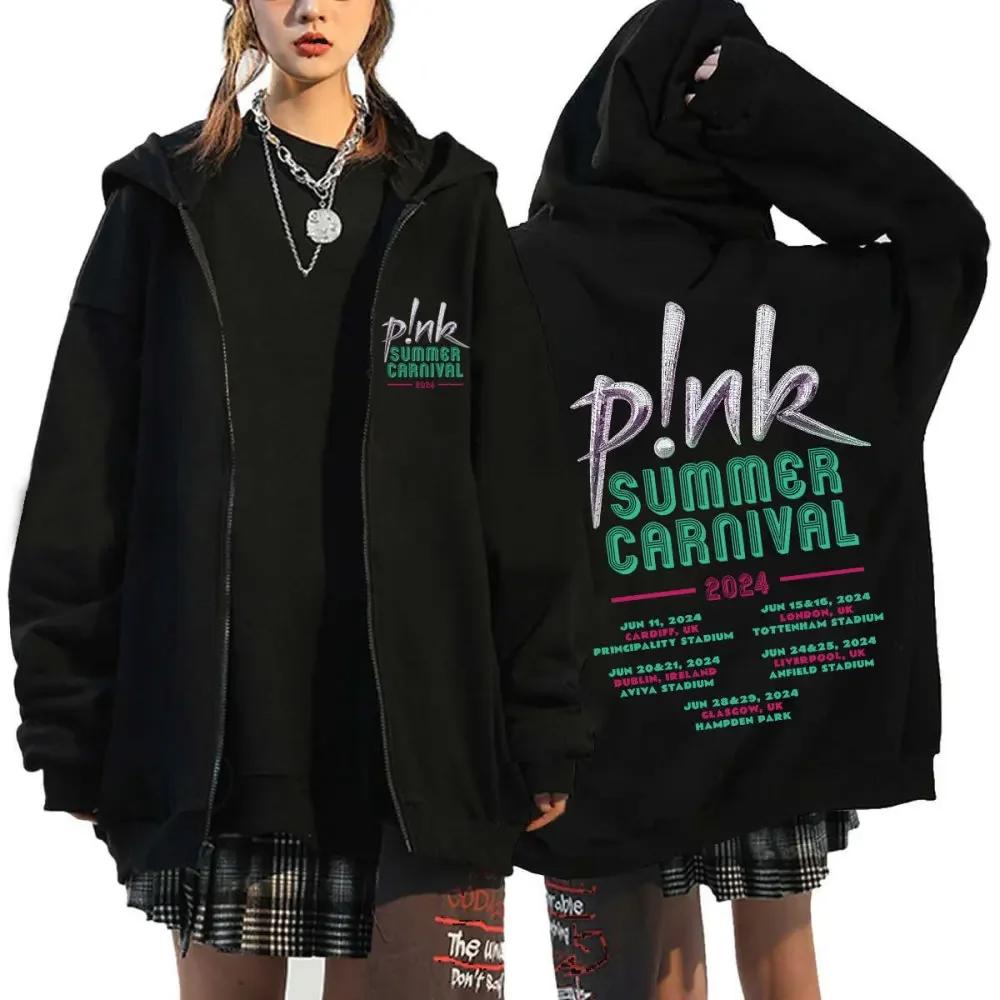 P!nk Pink Singer Zipper Jackets Harajuku Zip Up Hoodie Y2K Tops Coat Pullover P!nk Trustfall Album Concert Fans Gift Sweatshirts