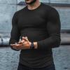 Мужская осенняя спортивная фитнес-повседневная толстовка с воротником-стойкой, эластичная, в рубчик, с круглым вырезом, длинным рукавом, для активного отдыха
