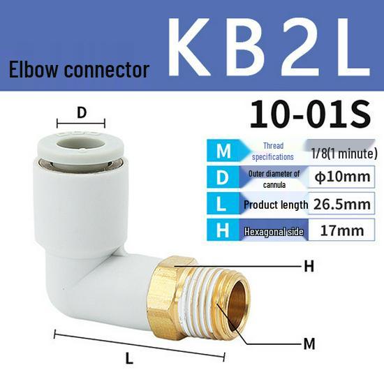 SMC Pneumatic Quick Connect 90-Degree Elbow with Outer Thread KB2L Series