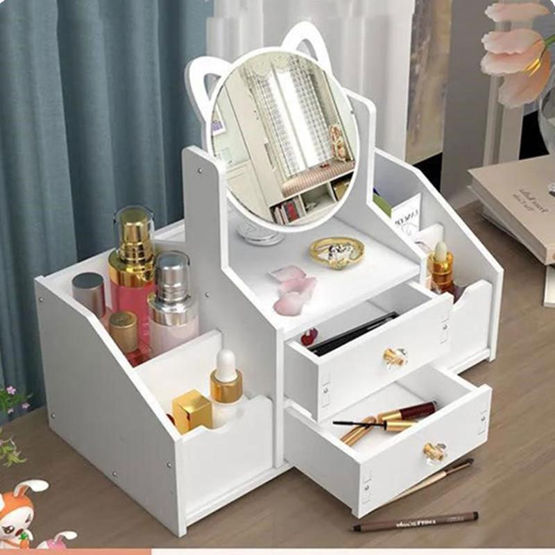 Makeup Organizer Large Capacity Cosmetic Storage Box Drawer Storage Jewelry Box Desktop NailPolish Makeup Container With Mirror