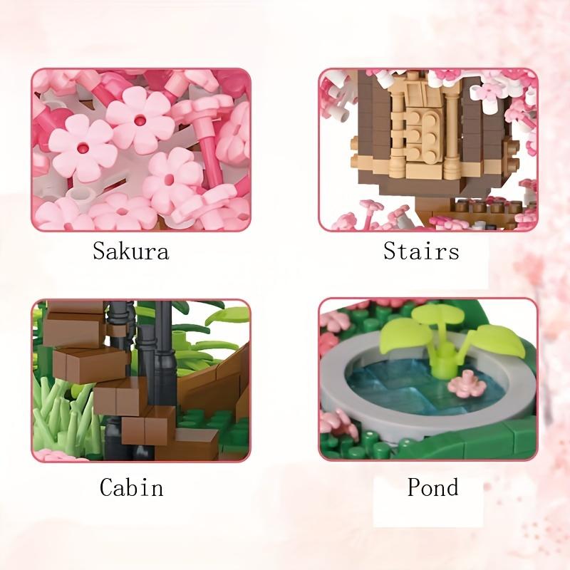 1 набор мини-деревьев вишни в цвету своими руками 3D строительные блоки, микросверла мелкие строительные блоки, настольное украшение своими руками задница