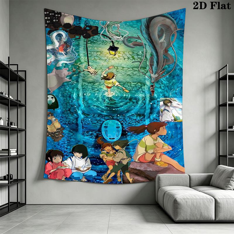 Studio Ghibli Celebration Magic Adventure Tapestry Background Cloth Wallmounted Atmospheric Background Cloth Wall Covering Decoration