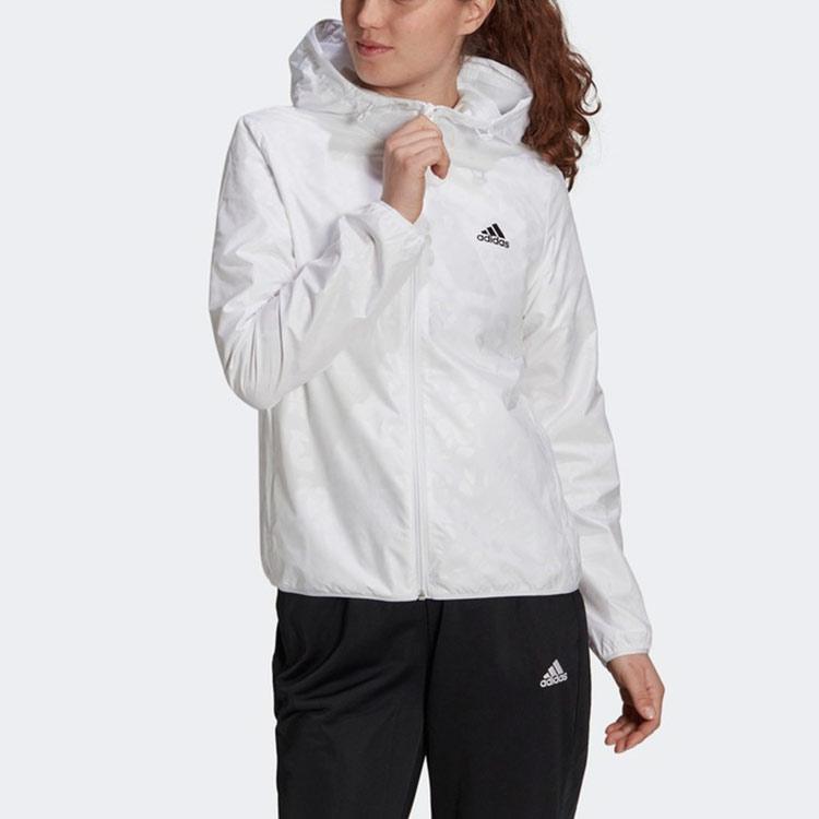 adidas Женская куртка с капюшоном и застежкой-молнией с логотипом, белая GQ0615