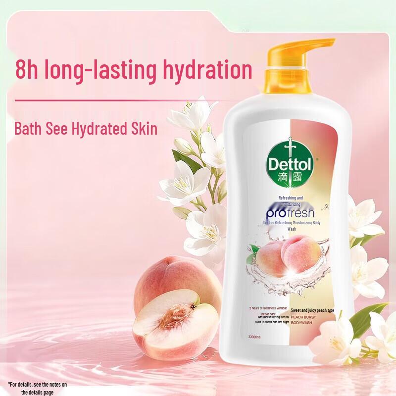 Dettol Long-Lasting Peach Moisturizing Shower Gel