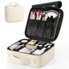 Luxspire Large Capacity Makeup Cute Makeup Professional Cosmetic Makeup Brush Cosmetic Adjustable Shock Cosmetic Storage Ivory Box, Pouch, Box, Bag,