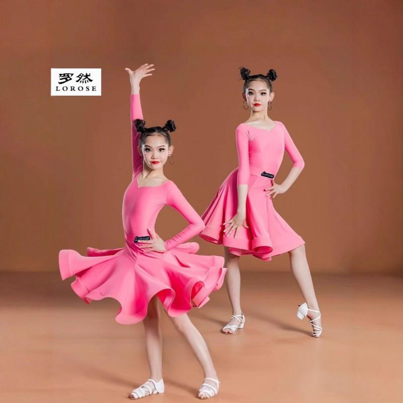 Girls Latin Dance Costume Professional Performance Outfit Kids Competition Practice Exam Stage Wear