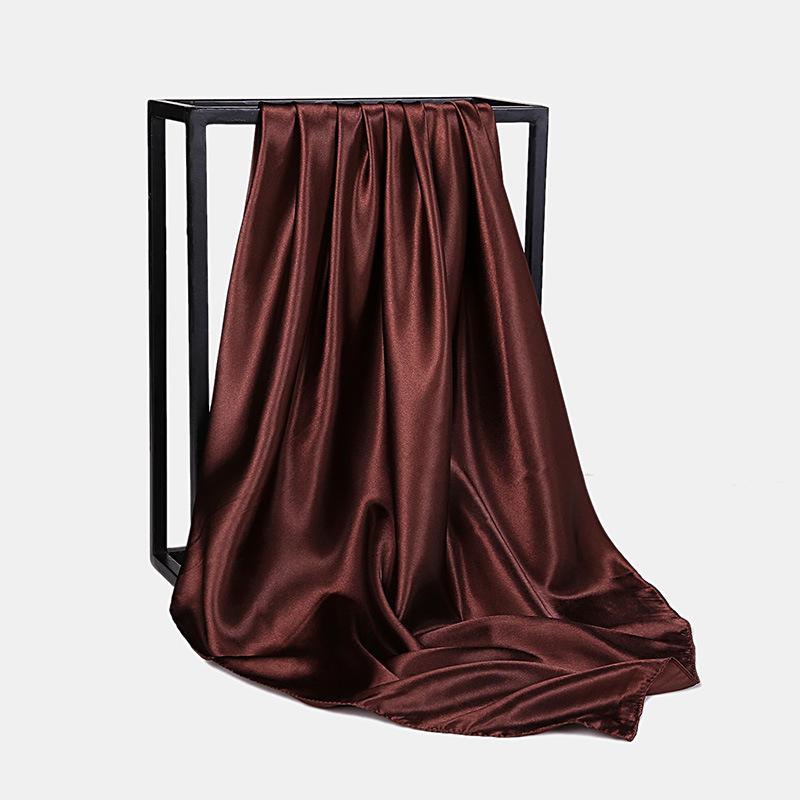 HUISHI Satin Scarf Solid Colors Neckerchief Hijab Scarf For Women Silk Satin Headband Hair Scarves 90cm Square Shawls For Lady