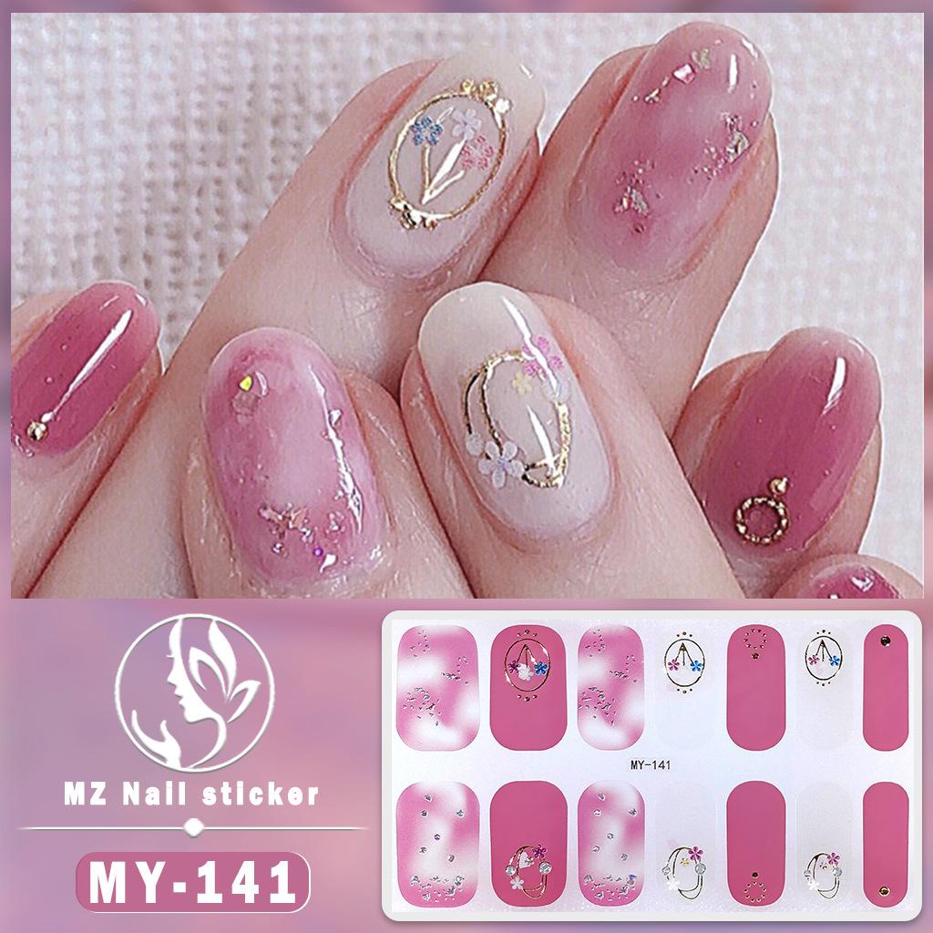 MY 3D Waterproof No-Cure Gel Nail Wraps, Full Cover Japanese & Korean Style Spring & Summer Nail Stickers, Nail Patch Films