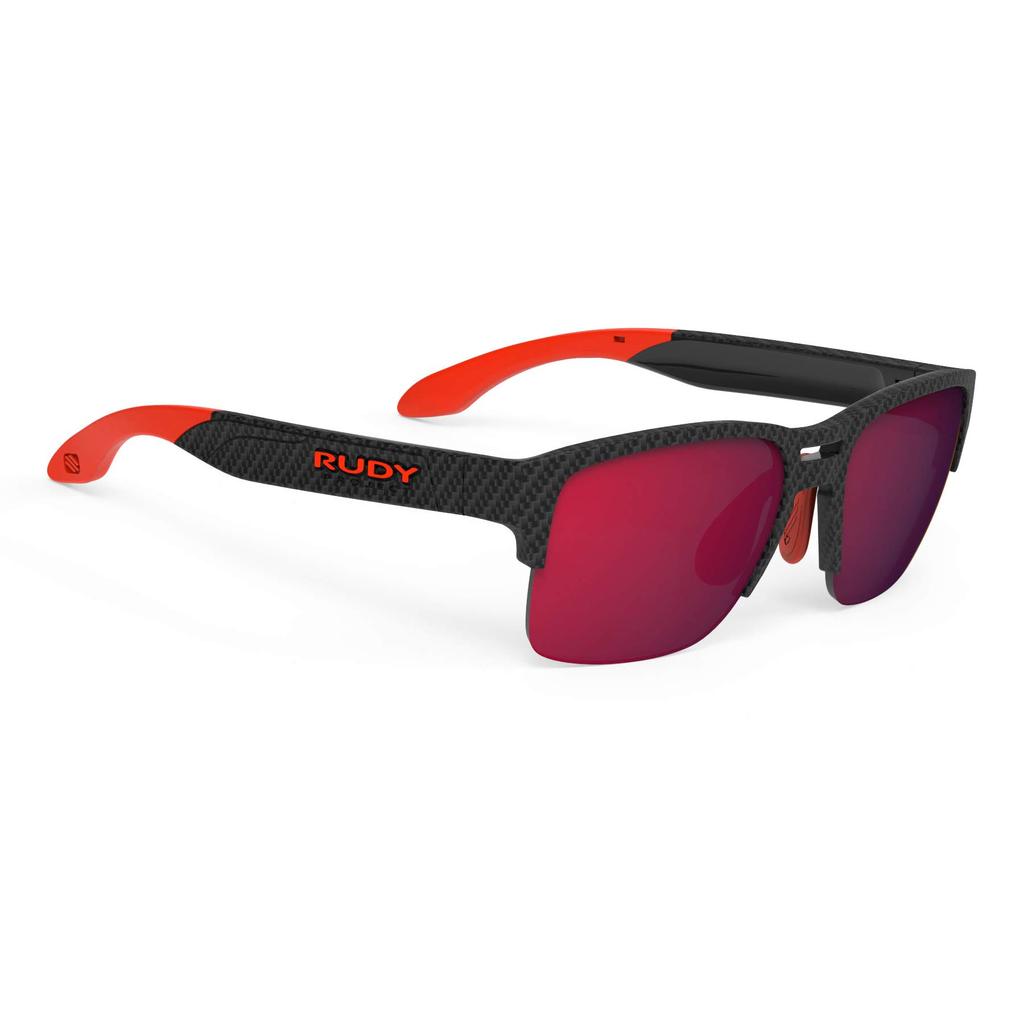 RUDY PROJECT Fashion Sunglasses with UV Unisex Sporty Casual Style for and Road Half Rim SPINAIR 58 Carbon Frame with Polar 3FX HDR Multi Laser Red