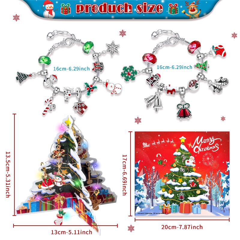 Рождественский адвент-календарь подарочная коробка с набором для изготовления браслетов «Сделай сам» снеговик Санта-Клаус, календарь обратного отсчета до Рождества для девочек