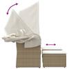 2 Seater Garden Sofa with Canopy and Footstools Beige Poly Rattan