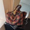 Autumn and Winter Woolen Plaid Large-capacity Bag Women's 2025 New Tote Bag College Style Shoulder Armpit Bag