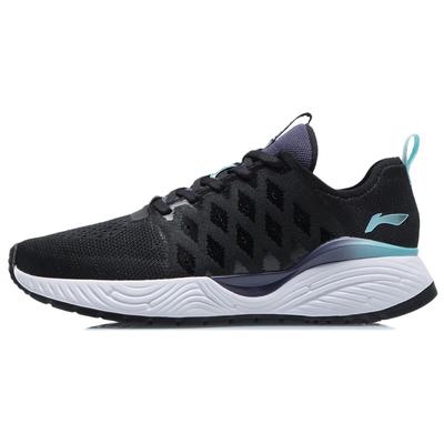 Li Ning Мягкие цельные трикотажные амортизирующие нескользящие низкие спортивные повседневные туфли женские кроссовки черные ARSR020-1