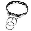 Genuine Cow Leather Choker Punk Black Heavy Lock Ring Type V Visual Gothic Landmine Sick Harajuku Collar Human Costume Cosplay [P-Rize] Women's Men's