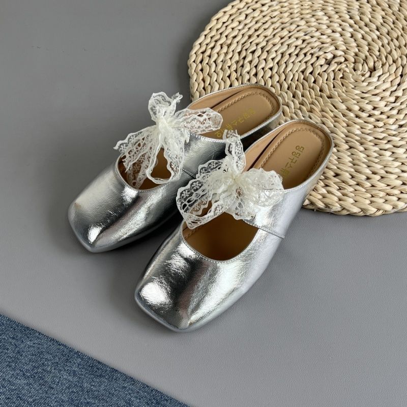 Французские ретро полушлепанцы с мягкой подошвой и закрытым носком женские 2025 лето новая модная повседневная универсальная удобная обувь Мэри Джейн