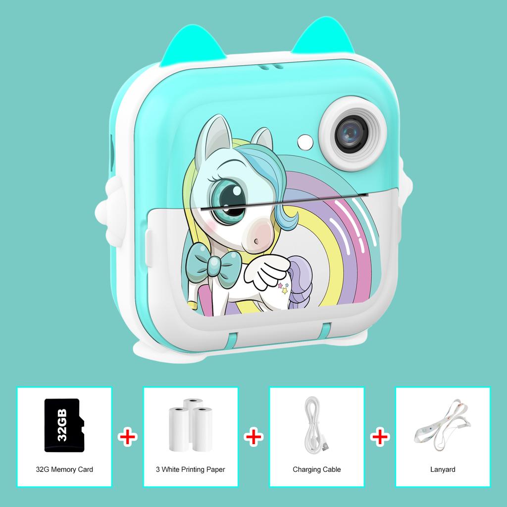 Kids Camera Instant Print Boys Girls Gift Children Digital Video Camera Po Thermal Printing 32G Card Educational Toys