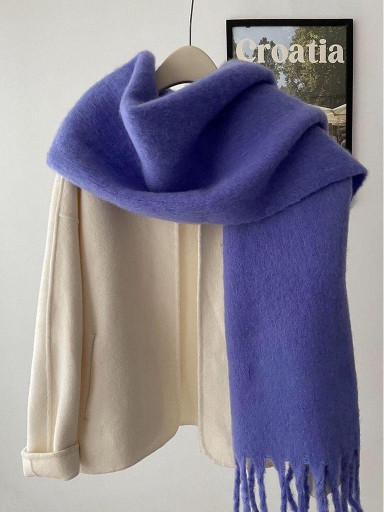 Unisex Mohair Scarf: Solid Color, Warm Winter Shawl