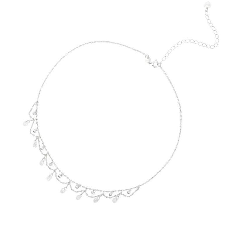 Ожерелье-колье из стерлингового серебра 925 пробы с каплями воды и цирконом для женщин, цепочка на ключицу, ювелирные изделия, подарки S-N245