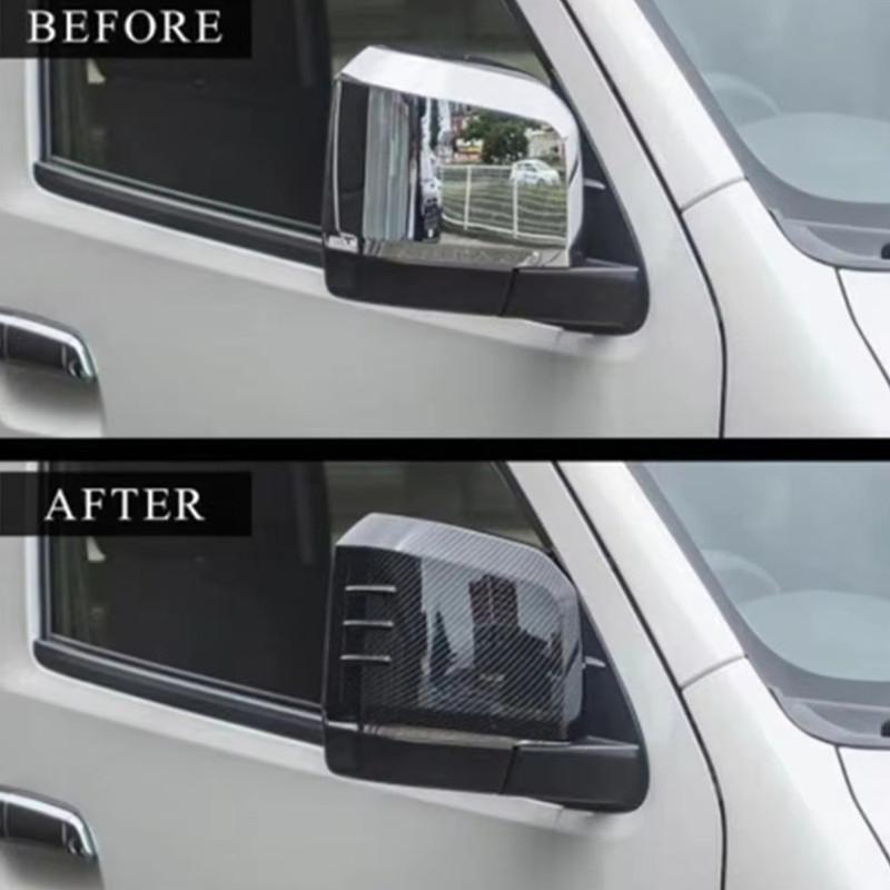 For Toyota HiAce Granvia Commuter - ABS Car Rearview Side Mirror Cover Wing Cap Exterior Door Trim Adhesive Sticker
