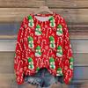 Women's Christmas Print Cardigan Long Sleeve Round Neck Knit Top
